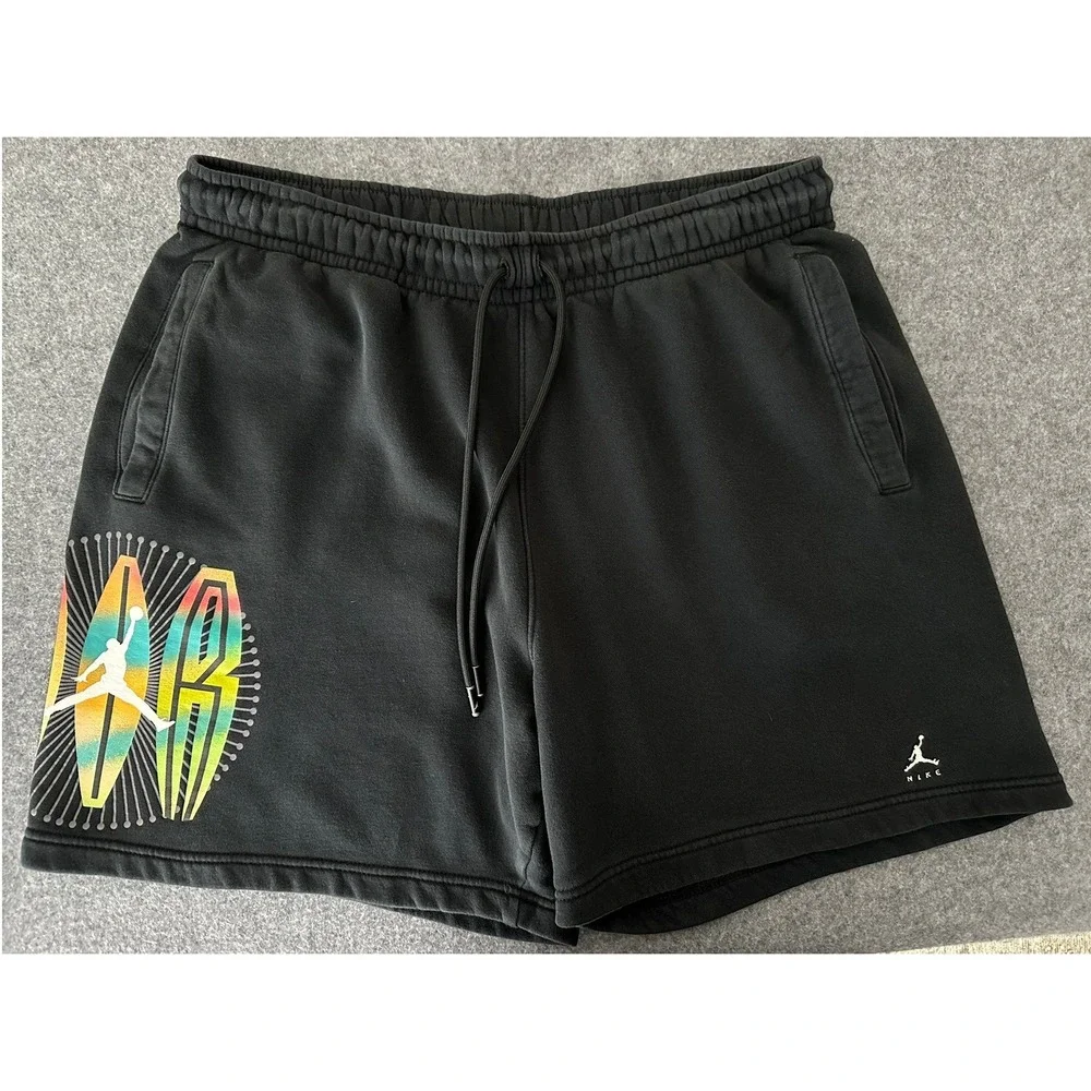 Nike Air Jordan Flight MVP Fleece Shorts Men's XL Black Neon Graphic DQ7552-010
